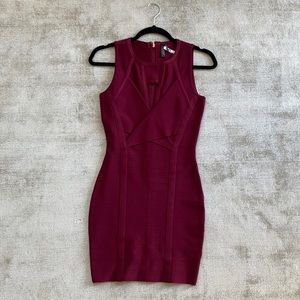 Marciano Bandage Dress Maroon Size S